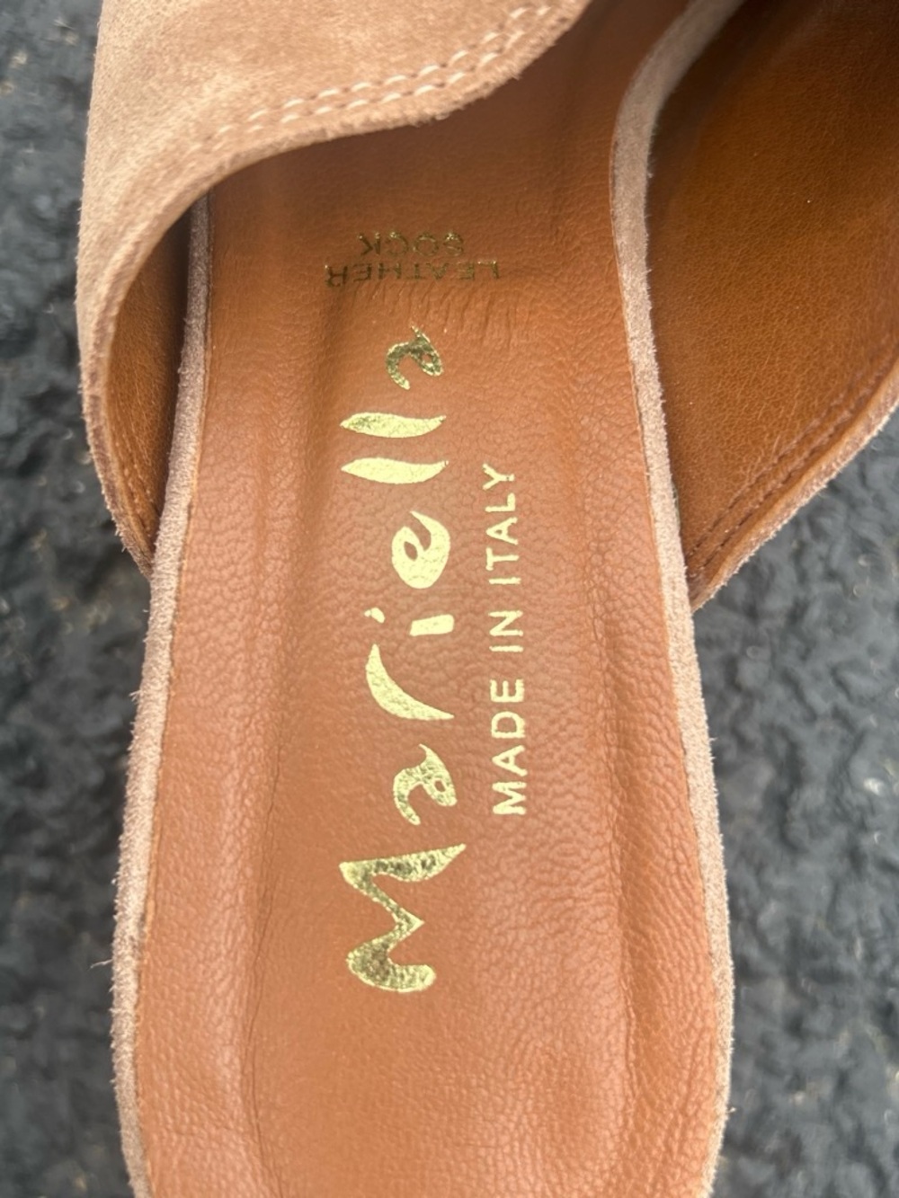 Mariella Suede Open-Toe Mule in Tan - Picture 2 of 3